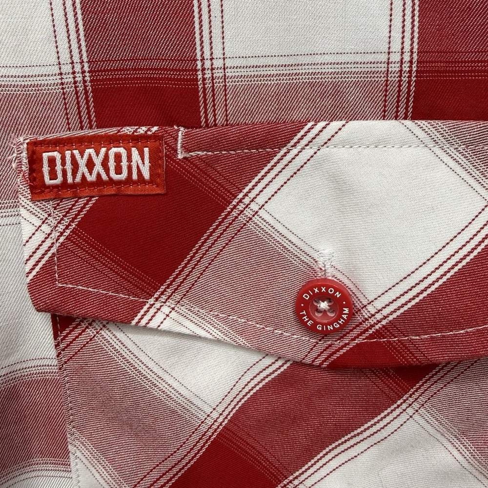 Dixxon Gingham button up short sleeve shirt Red mens size 4XL bamboo blend - Picture 5 of 8